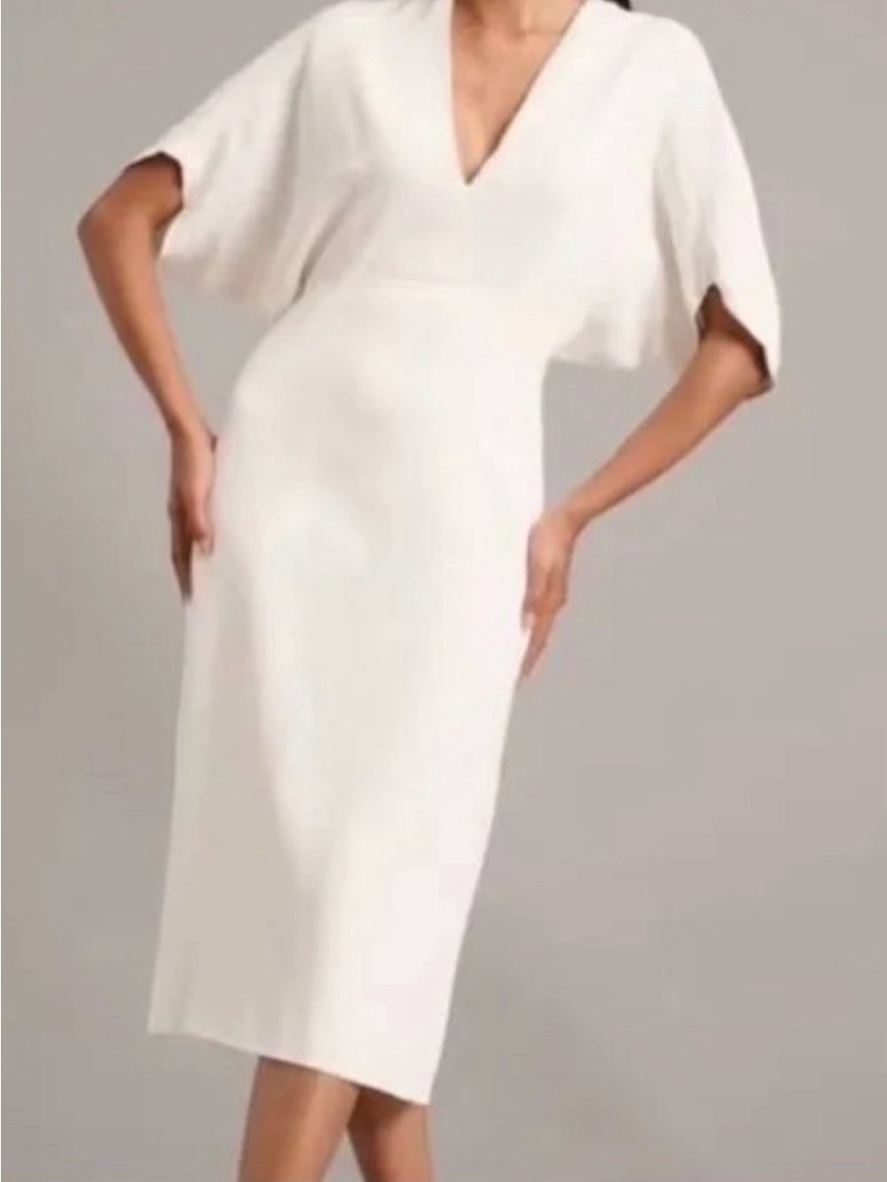NWT Narcisco Rodriguez for Zara Elegant Cream/white V-Neck Midi Dress
